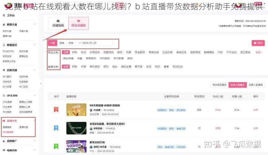 免费 b 站在线观看人数在哪儿找到？b 站直播带货数据分析助手免费提供