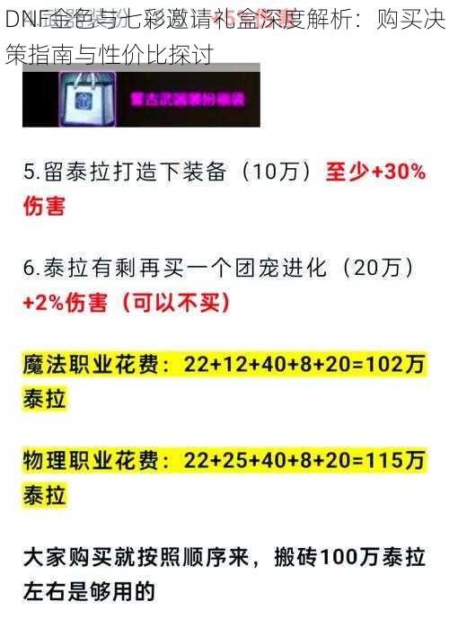 DNF金色与七彩邀请礼盒深度解析：购买决策指南与性价比探讨